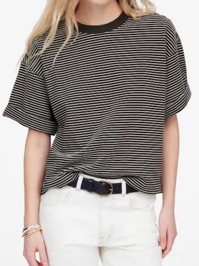 Madewell Sweatshirt Tee in Stripe Boxy Loose XS NWT